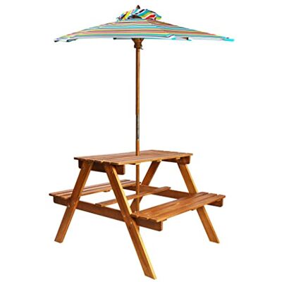 vidaXL Kinder-Picknicktisch mit Sonnenschirm 79x90x60 cm Akazienholz vidaXL Kinder-Picknicktisch mit Sonnenschirm 79x90x60 cm Akazienholz