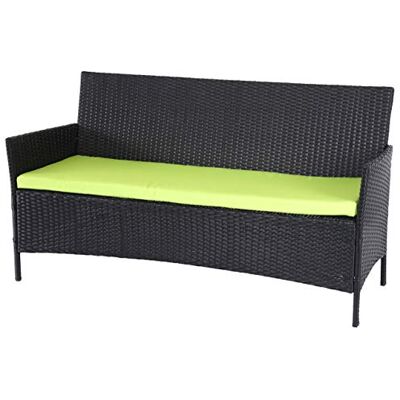 Mendler 3-Sitzer Sitzbank Halden anthrazit, Kissen grün Gartenbank, Poly-Rattan Mendler 3-Sitzer Sitzbank Halden anthrazit, Kissen grün Gartenbank, Poly-Rattan