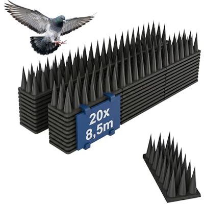 Relaxdays Vogelabwehr Spikes 20er Set, Balkon, Dach, 3-reihig, je Paneel HBT: 3,5x42,5x4 cm, Taubenabwehr, PP, schwarz Relaxdays Vogelabwehr Spikes 20er Set, Balkon, Dach, 3-reihig, je Paneel HBT: 3,5x42,5x4 cm, Taubenabwehr, PP, schwarz