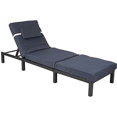 Mendler Poly-Rattan Sonnenliege HWC-A51 anthrazit, Kissen grau Relaxliege, Gartenliege, Liege, Premium Mendler Poly-Rattan Sonnenliege HWC-A51 anthrazit, Kissen grau Relaxliege, Gartenliege, Liege, Premium