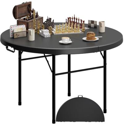 DWVO 122 cm runder Klapptisch, robuster Outdoor-Picknicktisch DWVO 122 cm runder Klapptisch, robuster Outdoor-Picknicktisch
