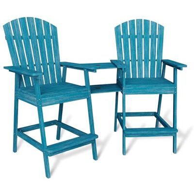 JustSmart 2er Set Adirondack Outdoor-Barstühle in Barhöhe – hohe Rückenlehne – Verbindungstablett/Ablage – für Terrasse, Balkon & Garten – Farbe: Blau JustSmart 2er Set Adirondack Outdoor-Barstühle in Barhöhe – hohe Rückenlehne – Verbindungstablett/Ablage – für Terrasse, Balkon & Garten – Farbe: Blau