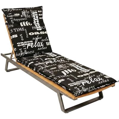 Spetebo Sonnenliegen Polsterauflage 190 x 60 cm Lifestyle Universal Kissen für Gartenliegen Liegestuhl Polster Deckchair Auflage Liegekissen Liegenauflage schwarz mit modernen Schriftzügen Spetebo Sonnenliegen Polsterauflage 190 x 60 cm Lifestyle Universal Kissen für Gartenliegen Liegestuhl Polster Deckchair Auflage Liegekissen Liegenauflage schwarz mit modernen Schriftzügen