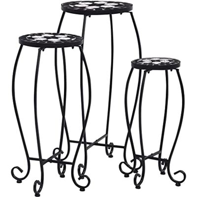 vidaXL 3X Mosaik Tisch Bistrotisch Blumenständer Blumenhocker Balkontisch Beistelltisch Blumensäule Gartentisch Schwarz Weiß Keramik vidaXL 3X Mosaik Tisch Bistrotisch Blumenständer Blumenhocker Balkontisch Beistelltisch Blumensäule Gartentisch Schwarz Weiß Keramik