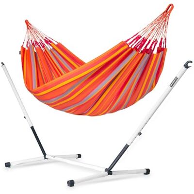 Siesta ® Brisa Kingsize + Stahl-Gestell Hängematte, handgefertigt in Kolumbien, mit 180 cm Breite für entspannte Momente drinnen und draußen. (Toucan) Siesta ® Brisa Kingsize + Stahl-Gestell Hängematte, handgefertigt in Kolumbien, mit 180 cm Breite für entspannte Momente drinnen und draußen. (Toucan)