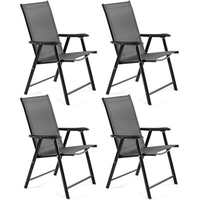 Yaheetech 4er Set Gartenstühle, Hochlehner Klappstühle Terrassenstühle mit Rückenlehne & Armlehnen, Klappbare Outdoor-Stühle Essstühle bis 150 kg Belastbar Schwarz Yaheetech 4er Set Gartenstühle, Hochlehner Klappstühle Terrassenstühle mit Rückenlehne & Armlehnen, Klappbare Outdoor-Stühle Essstühle bis 150 kg Belastbar Schwarz