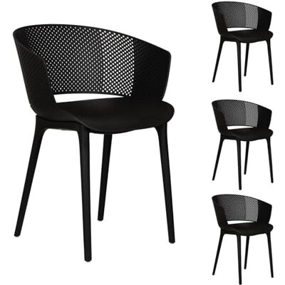IDIMEX Gartenstuhl OLINDO 4er Set, schwarz In- & Outdoor Stühle aus Kunststoff, UV-Beständig und robust, Schalenstühle für Balkon, Terrasse oder Esszimmer IDIMEX Gartenstuhl OLINDO 4er Set, schwarz In- & Outdoor Stühle aus Kunststoff, UV-Beständig und robust, Schalenstühle für Balkon, Terrasse oder Esszimmer