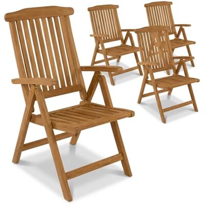 SAM 4er Set Premium Hochlehner Aruba, Teakholz massiv lackiert, Klappstuhl Gartenstühle, 5-Fach Verstellbar mit Armlehnen bis 150 kg, wetterfest für Garten Terrasse Balkon Outdoor, Unikat SAM 4er Set Premium Hochlehner Aruba, Teakholz massiv lackiert, Klappstuhl Gartenstühle, 5-Fach Verstellbar mit Armlehnen bis 150 kg, wetterfest für Garten Terrasse Balkon Outdoor, Unikat