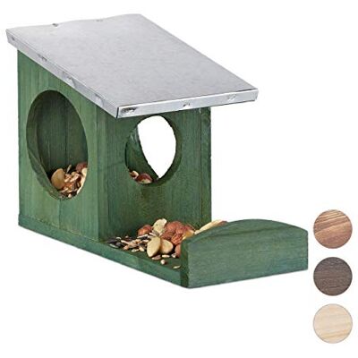 Relaxdays Eichhörnchen Futterhaus, Kobel aus Holz, wetterfestes Metall Dach, zum Aufhängen, Garten Futterstation, grün, Dunkelgrün Relaxdays Eichhörnchen Futterhaus, Kobel aus Holz, wetterfestes Metall Dach, zum Aufhängen, Garten Futterstation, grün, Dunkelgrün