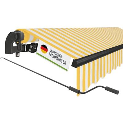empasa manuelle Gelenkarmmarkise Markise Start Sonnenmarkise Sonnenschutz Alu / Polyester komplett vormontiert, Farbe:gelb/weiß gestreift, Größe:400 x 250 cm empasa manuelle Gelenkarmmarkise Markise Start Sonnenmarkise Sonnenschutz Alu / Polyester komplett vormontiert, Farbe:gelb/weiß gestreift, Größe:400 x 250 cm