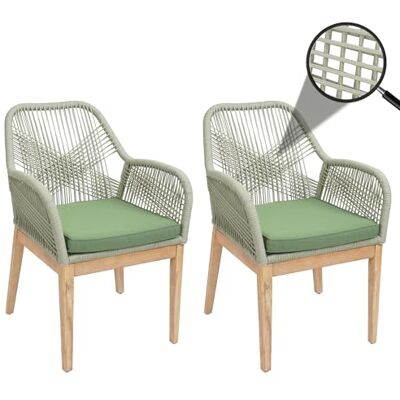 Mendler 2er-Set Gartenstuhl HWC-H56b Holz grün Kissen grün Sessel, Outdoor, wetterfest Seilgeflecht, Rope, Akazie Mendler 2er-Set Gartenstuhl HWC-H56b Holz grün Kissen grün Sessel, Outdoor, wetterfest Seilgeflecht, Rope, Akazie