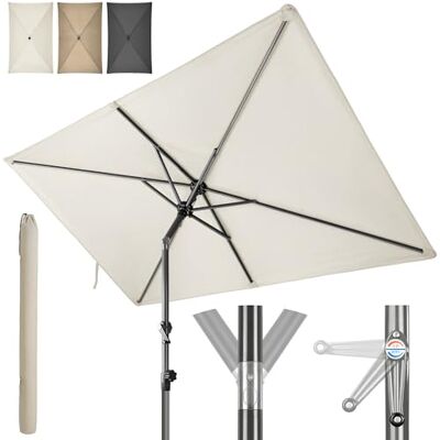 4smile SunnyShade Sonnenschirm Balkon Modern mit Kurbel, Sonnenschirm rechteckig 210x140 cm, Sonnenschutz Balkon mit UV 50+, Balkonschirm mit Schutzhülle, knickbar und höhenverstellbar, Beige 4smile SunnyShade Sonnenschirm Balkon Modern mit Kurbel, Sonnenschirm rechteckig 210x140 cm, Sonnenschutz Balkon mit UV 50+, Balkonschirm mit Schutzhülle, knickbar und höhenverstellbar, Beige