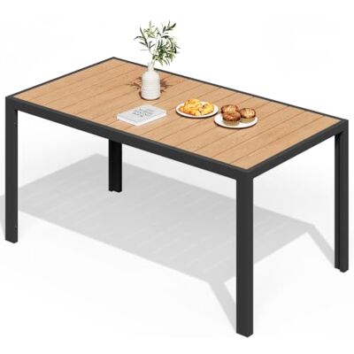 JUMMICO Gartentisch aus Aluminium mit Holzoptik, Wetterfester Outdoor Tisch in 150cm oder 189cm, Stabiler Esstisch für Garten und Terrasse JUMMICO Gartentisch aus Aluminium mit Holzoptik, Wetterfester Outdoor Tisch in 150cm oder 189cm, Stabiler Esstisch für Garten und Terrasse