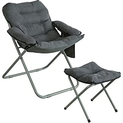SoBuy OGS55-HG Gartensessel Verstellbarer Gartenstuhl Campingstuhl Relaxsessel mit Hocker und Tasche Klappsessel Fernsehsessel klappbar Grau SoBuy OGS55-HG Gartensessel Verstellbarer Gartenstuhl Campingstuhl Relaxsessel mit Hocker und Tasche Klappsessel Fernsehsessel klappbar Grau