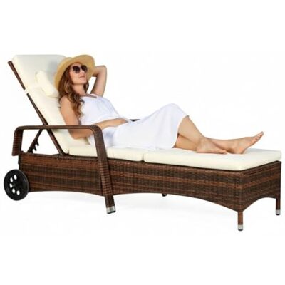 MELKO Sonnenliege Braun Garten Liege Rattan Terrasse Liege Relax Liege Sedia a sdraio MELKO Sonnenliege Braun Garten Liege Rattan Terrasse Liege Relax Liege Sedia a sdraio