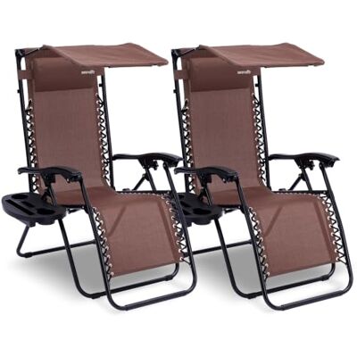 SereneLife Sonnenliege Klappbar 2er Set, Gartenliege Wetterfest zum Liegen & Relaxen, Deckchair mit mit Sonnendach, Beistelltisch & Getränkehalter, Campingstuhl Verstellbar mit Stahlrahmen bis 120 KG SereneLife Sonnenliege Klappbar 2er Set, Gartenliege Wetterfest zum Liegen & Relaxen, Deckchair mit mit Sonnendach, Beistelltisch & Getränkehalter, Campingstuhl Verstellbar mit Stahlrahmen bis 120 KG