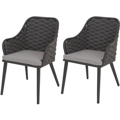 Mendler 2er-Set Aluminium-Gartenstuhl HWC-O16 anthrazit Kissen hellgrau Outdoor, Stuhl, Olefin, (200, g/m²) Seilgeflecht, Rope Mendler 2er-Set Aluminium-Gartenstuhl HWC-O16 anthrazit Kissen hellgrau Outdoor, Stuhl, Olefin, (200, g/m²) Seilgeflecht, Rope