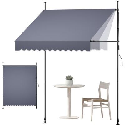 VEVOR Klemmmarkise 2 m, Höhenverstellbare Markise mit Handkurbel, Terrassenmarkise UPF 80+ Sonnenschutz, Sonnenmarkise, Balkonmarkise, Ideal für Terrasse, Balkon & Garten, Dunkelgrau VEVOR Klemmmarkise 2 m, Höhenverstellbare Markise mit Handkurbel, Terrassenmarkise UPF 80+ Sonnenschutz, Sonnenmarkise, Balkonmarkise, Ideal für Terrasse, Balkon & Garten, Dunkelgrau