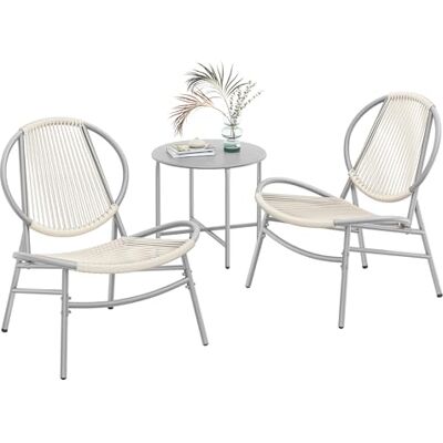 SONGMICS Balkonmöbel, 3er Set, aus PE-Polyrattan, mit Tisch, 2 Stühlen Gartenmöbel-Set, Outdoor, für Terrasse, Garten, Balkon, taubengrau, FELIKS Kollektion GGF021GZ01 SONGMICS Balkonmöbel, 3er Set, aus PE-Polyrattan, mit Tisch, 2 Stühlen Gartenmöbel-Set, Outdoor, für Terrasse, Garten, Balkon, taubengrau, FELIKS Kollektion GGF021GZ01