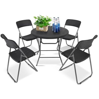 Sekey Balkonset 5 Teilig, Klappbar Balkonset Kleiner Balkon 4 Personen, Bistro Gartenmöbel Set Rattan Wetterfest, Belastbarkeit Klappstuhl 200KG & Klapptisch 50KG, Balkonmöbel Set Bistro Sekey Balkonset 5 Teilig, Klappbar Balkonset Kleiner Balkon 4 Personen, Bistro Gartenmöbel Set Rattan Wetterfest, Belastbarkeit Klappstuhl 200KG & Klapptisch 50KG, Balkonmöbel Set Bistro