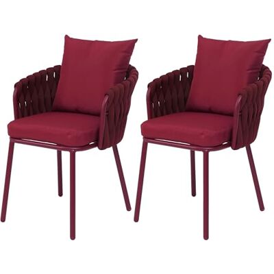Mendler 2er-Set Aluminium-Gartenstuhl HWC-P89 Stoff/Textil Bordeaux Gartensessel, Outdoor, Stuhl, (180g/m²) Seilgeflecht, Rope Mendler 2er-Set Aluminium-Gartenstuhl HWC-P89 Stoff/Textil Bordeaux Gartensessel, Outdoor, Stuhl, (180g/m²) Seilgeflecht, Rope