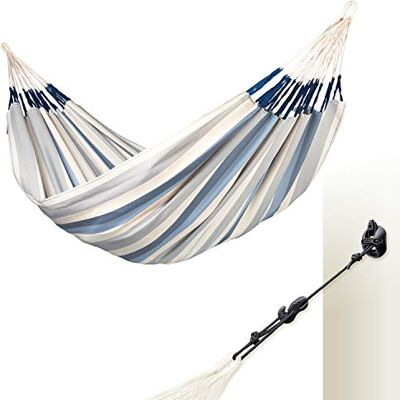 Siesta ® Brisa Kingsize + Multizweck-Befestigung Hängematte, handgefertigt in Kolumbien, mit 180 cm Breite für entspannte Momente drinnen und draußen. (Sea Salt) Siesta ® Brisa Kingsize + Multizweck-Befestigung Hängematte, handgefertigt in Kolumbien, mit 180 cm Breite für entspannte Momente drinnen und draußen. (Sea Salt)
