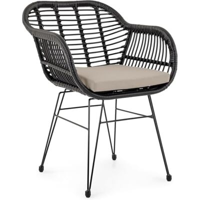 IDIMEX Gartenstuhl Paramo aus Polyrattan, schwarz/beige moderner Esszimmerstuhl in Rattan Optik, Küchenstuhl mit Sitzkissen, Korbstuhl mit robustem Metallgestell IDIMEX Gartenstuhl Paramo aus Polyrattan, schwarz/beige moderner Esszimmerstuhl in Rattan Optik, Küchenstuhl mit Sitzkissen, Korbstuhl mit robustem Metallgestell