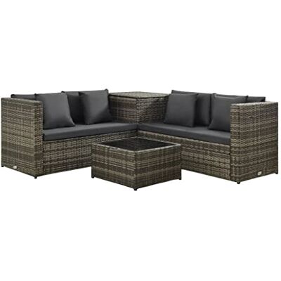 vidaXL Gartenmöbel 4-TLG. mit Auflagen Lounge Sofa Sitzgruppe Gartenset Sitzgarnitur Gartensofa Couchtisch Terrasse Poly Rattan Grau vidaXL Gartenmöbel 4-TLG. mit Auflagen Lounge Sofa Sitzgruppe Gartenset Sitzgarnitur Gartensofa Couchtisch Terrasse Poly Rattan Grau