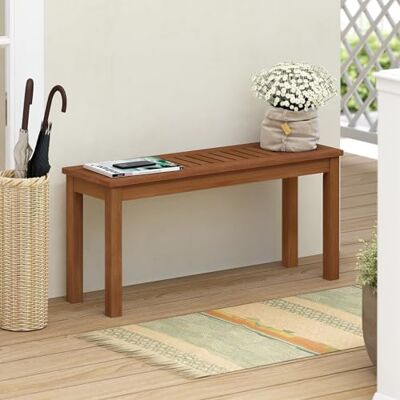 Furinno TIOMAN Outdoor-Bank, rückenlose Gartenbank, Country-Hockerbank, für Terrasse, Garten, Veranda, 30.5 x 99.1 x 48.3 cm, Helles Holz Furinno TIOMAN Outdoor-Bank, rückenlose Gartenbank, Country-Hockerbank, für Terrasse, Garten, Veranda, 30.5 x 99.1 x 48.3 cm, Helles Holz