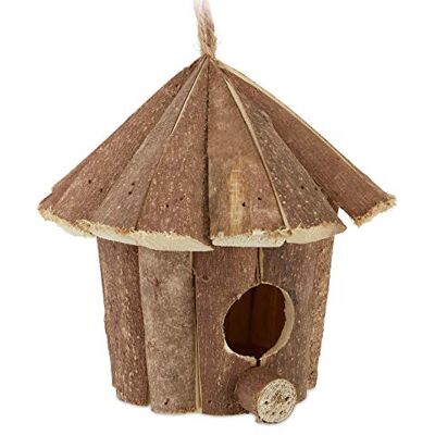 Relaxdays Mini Vogelhaus, Deko zum Aufhängen, unbehandeltes Holz, rustikal, Balkon, Garten, Häuschen 16x16x16 cm, natur Relaxdays Mini Vogelhaus, Deko zum Aufhängen, unbehandeltes Holz, rustikal, Balkon, Garten, Häuschen 16x16x16 cm, natur