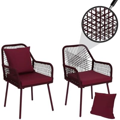 Mendler 2X Gartenstuhl HWC-O12 Rückenpolster Bordeaux, Bezug Bordeaux 2er-Set Stuhl, Outdoor, mit Sitz-/Rückenpolster, Seilgeflecht, Rope, Aluminium Mendler 2X Gartenstuhl HWC-O12 Rückenpolster Bordeaux, Bezug Bordeaux 2er-Set Stuhl, Outdoor, mit Sitz-/Rückenpolster, Seilgeflecht, Rope, Aluminium