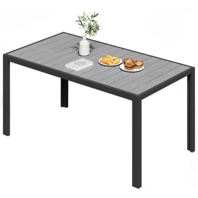 JUMMICO Gartentisch aus Aluminium mit Holzoptik, Wetterfester Outdoor Tisch in 150cm oder 189cm, Stabiler Esstisch für Garten und Terrasse JUMMICO Gartentisch aus Aluminium mit Holzoptik, Wetterfester Outdoor Tisch in 150cm oder 189cm, Stabiler Esstisch für Garten und Terrasse