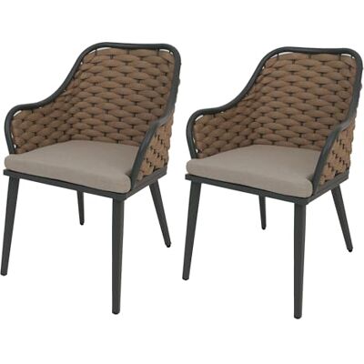 Mendler 2er-Set Aluminium-Gartenstuhl HWC-O16 beige Kissen Hellbraun Outdoor, Stuhl, Olefin, (200, g/m²) Seilgeflecht, Rope Mendler 2er-Set Aluminium-Gartenstuhl HWC-O16 beige Kissen Hellbraun Outdoor, Stuhl, Olefin, (200, g/m²) Seilgeflecht, Rope