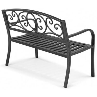 Generic Metall Gartenbank mit Rückenlehne und Armlehnen, Vintage Sitzbank für Garten, Park, Hof und Veranda Generic Metall Gartenbank mit Rückenlehne und Armlehnen, Vintage Sitzbank für Garten, Park, Hof und Veranda