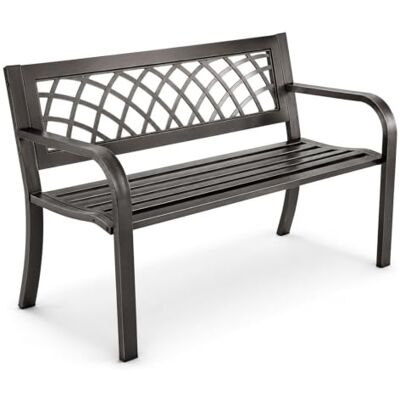 Generic Gartenbank aus Metall mit Rückenlehne und Armlehnen, Outdoor Sitzbank für Terrasse, Park und Hof Generic Gartenbank aus Metall mit Rückenlehne und Armlehnen, Outdoor Sitzbank für Terrasse, Park und Hof