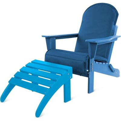 normani Original Adirondack Muskoka Gartenstuhl in Holzoptik aus extra stabilem und langlebigem recyceltem Material Faltbarer Gartensessel mit Fußstütze und Auflage Terrassenstuhl Blau Einheitsgröße normani Original Adirondack Muskoka Gartenstuhl in Holzoptik aus extra stabilem und langlebigem recyceltem Material Faltbarer Gartensessel mit Fußstütze und Auflage Terrassenstuhl Blau Einheitsgröße