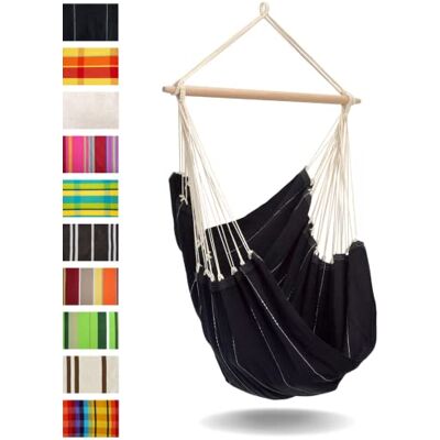 AMAZONAS XL Hängesessel Brasil Hängesessel ohne Gestell mit großer Sitzfläche, handgefertigt in Brasilien Belastbar bis 150 kg; Sitzfläche 1,6m x 1,3m; Stablänge 1,1m Farbe: Schwarz AMAZONAS XL Hängesessel Brasil Hängesessel ohne Gestell mit großer Sitzfläche, handgefertigt in Brasilien Belastbar bis 150 kg; Sitzfläche 1,6m x 1,3m; Stablänge 1,1m Farbe: Schwarz