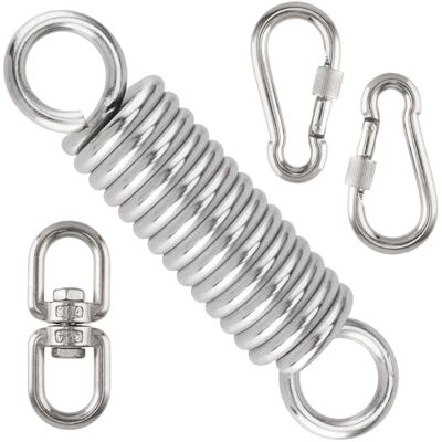 CHUEHKAK Schwingfeder für Hängesessel Stahlfeder 360° Feder mit Drehwirbelund 2 Karabinerhaken, 240kg Tragkraft,Aufhängefeder für Boxsackhalterung,Yoga, Hängematte, Hängestuhl, Schaukeln CHUEHKAK Schwingfeder für Hängesessel Stahlfeder 360° Feder mit Drehwirbelund 2 Karabinerhaken, 240kg Tragkraft,Aufhängefeder für Boxsackhalterung,Yoga, Hängematte, Hängestuhl, Schaukeln