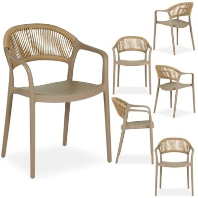 IDIMEX Gartenstuhl Narciso 6er Set stapelbar, Champagner wetterfeste Outdoor Stühle, Rückenlehne mit Rope-Detail, UV-beständig für Balkon & Terrasse, Gartenmöbel modernes Design IDIMEX Gartenstuhl Narciso 6er Set stapelbar, Champagner wetterfeste Outdoor Stühle, Rückenlehne mit Rope-Detail, UV-beständig für Balkon & Terrasse, Gartenmöbel modernes Design
