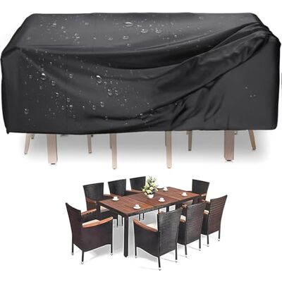 Avilia Schutzhülle für Tisch und 4 Gartenstühle – Abdeckung für Gartenmöbel – ideale Abdeckung für Gartentische und Stühle – 165 x 140 x 90 cm, Schwarz Avilia Schutzhülle für Tisch und 4 Gartenstühle – Abdeckung für Gartenmöbel – ideale Abdeckung für Gartentische und Stühle – 165 x 140 x 90 cm, Schwarz