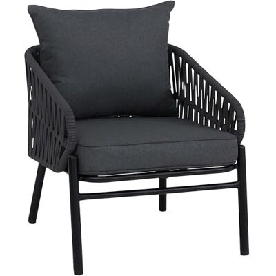 Mendler Aluminium-Gartenstuhl HWC-P90 Stoff/Textil anthrazit Loungestuhl, Sessel, Outdoor, Seilgeflecht, Rope, (180g/m²) Mendler Aluminium-Gartenstuhl HWC-P90 Stoff/Textil anthrazit Loungestuhl, Sessel, Outdoor, Seilgeflecht, Rope, (180g/m²)