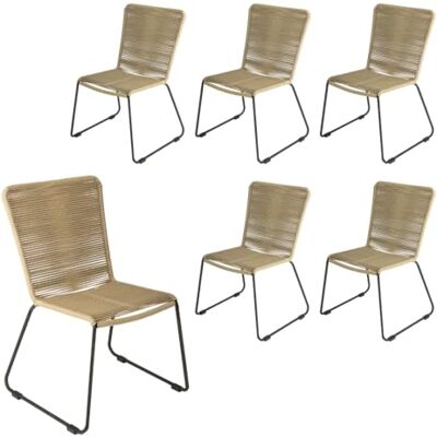 SAM Loreno 6er Set Outdoor Seilstuhl ISRA, Taupe, stapelbare Gartenstühle Seilbespannung aus Polyester, schwarzes Eisen-Gestell, Modernes Rope Chair Design für Garten, Balkon & Terrasse SAM Loreno 6er Set Outdoor Seilstuhl ISRA, Taupe, stapelbare Gartenstühle Seilbespannung aus Polyester, schwarzes Eisen-Gestell, Modernes Rope Chair Design für Garten, Balkon & Terrasse