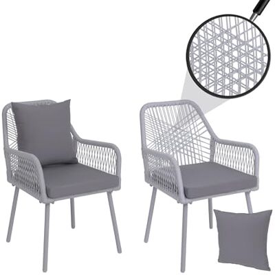 Mendler 2er-Set Gartenstuhl HWC-O12 Aluminium hellgrau, Bezug hellgrau Outdoor, Sitz-/Rückenpolster, Seilgeflecht, Rope Mendler 2er-Set Gartenstuhl HWC-O12 Aluminium hellgrau, Bezug hellgrau Outdoor, Sitz-/Rückenpolster, Seilgeflecht, Rope