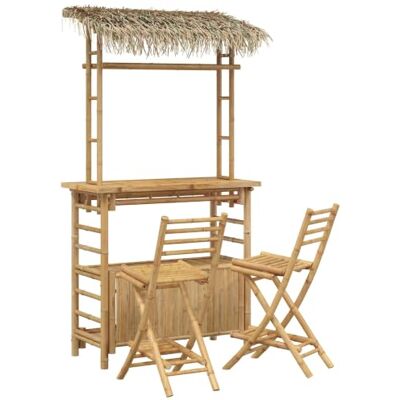 vidaXL Outdoor Bar Tisch und Hocker 3 STK. Natur Bambus vidaXL Outdoor Bar Tisch und Hocker 3 STK. Natur Bambus