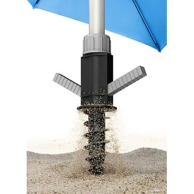 4smile Sonnenschirmständer Strand, Schwarz Bodenhülse für Sonnenschirm zum Eindrehen in den Boden Stabiler Schirmständer Strand, Schirmständer 4smile Sonnenschirmständer Strand, Schwarz Bodenhülse für Sonnenschirm zum Eindrehen in den Boden Stabiler Schirmständer Strand, Schirmständer