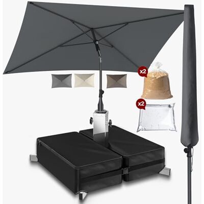 4smile Sonnenschutz Balkon Set 3-teilig, Sonnenschirm rechteckig 200x125cm + Sonnenschirmständer + Schirmhülle Sonnenschirm Balkon mit Ständer 4smile Sonnenschutz Balkon Set 3-teilig, Sonnenschirm rechteckig 200x125cm + Sonnenschirmständer + Schirmhülle Sonnenschirm Balkon mit Ständer