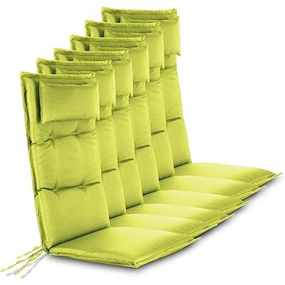 normani 6er-Set Premium Stuhlauflagen Sitzpolster Hochlehner mit Kissen 120x50 cm aus pflegeleichtem Outdoor Material Gartenstuhlauflagen für Draußen und Drinnen Grün 120 x 50 x 5 cm normani 6er-Set Premium Stuhlauflagen Sitzpolster Hochlehner mit Kissen 120x50 cm aus pflegeleichtem Outdoor Material Gartenstuhlauflagen für Draußen und Drinnen Grün 120 x 50 x 5 cm