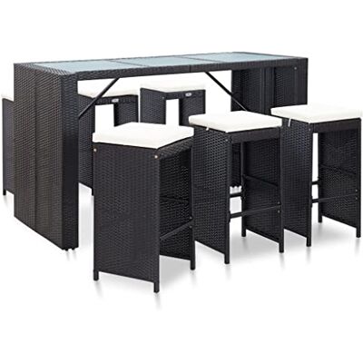 vidaXL Gartenbar Set 7-TLG. mit Auflagen Theke Bar Tresen Gartentheke Bartisch Stehtisch Barhocker Barstuhl Gartenmöbel Poly Rattan Schwarz vidaXL Gartenbar Set 7-TLG. mit Auflagen Theke Bar Tresen Gartentheke Bartisch Stehtisch Barhocker Barstuhl Gartenmöbel Poly Rattan Schwarz