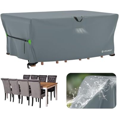 Velway Abdeckung für Gartenmöbel Wasserdicht 242x162x100cm Rechteckig Schutzhülle Winddicht Loungemöbel Abdeckung Abdeckhauben für Gartentische Sitzgruppe Terrassenmöbel Grau Velway Abdeckung für Gartenmöbel Wasserdicht 242x162x100cm Rechteckig Schutzhülle Winddicht Loungemöbel Abdeckung Abdeckhauben für Gartentische Sitzgruppe Terrassenmöbel Grau