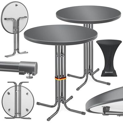 KESSER ® Stehtisch klappbar 2er Set Ø80cm rund, Gastro Bistrotisch Hochtisch Cocktail Stehtisch + Husse, Klapptisch Partytisch für Garten/Balkon/Events/Gastronomie, wetterfest, In- & Outdoor, Anthrazit KESSER ® Stehtisch klappbar 2er Set Ø80cm rund, Gastro Bistrotisch Hochtisch Cocktail Stehtisch + Husse, Klapptisch Partytisch für Garten/Balkon/Events/Gastronomie, wetterfest, In- & Outdoor, Anthrazit